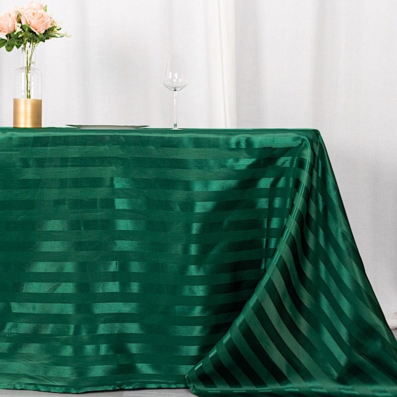 90x132 Inch Striped Satin Rectangular Tablecloth - Elegant Wedding Banquet Table Linen for Formal Dinners, Parties & Special Events