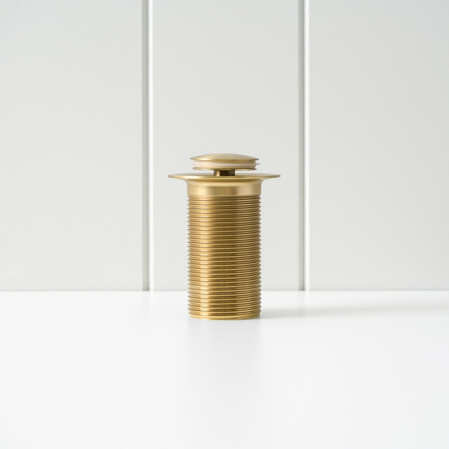 Pop Up Waste Drain Stopper in Brushed Brass - No Overflow Design for Bathroom Sink & Bathtub - Perfect for Modern Home Renovation and Plumbing Upgrades