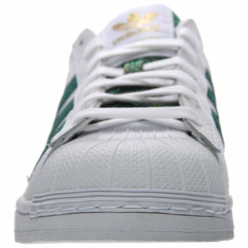 adidas Men's Superstar Sneakers - White/Green-Gold Leather Casual Shoes for Walking, Running & Streetwear Fashion