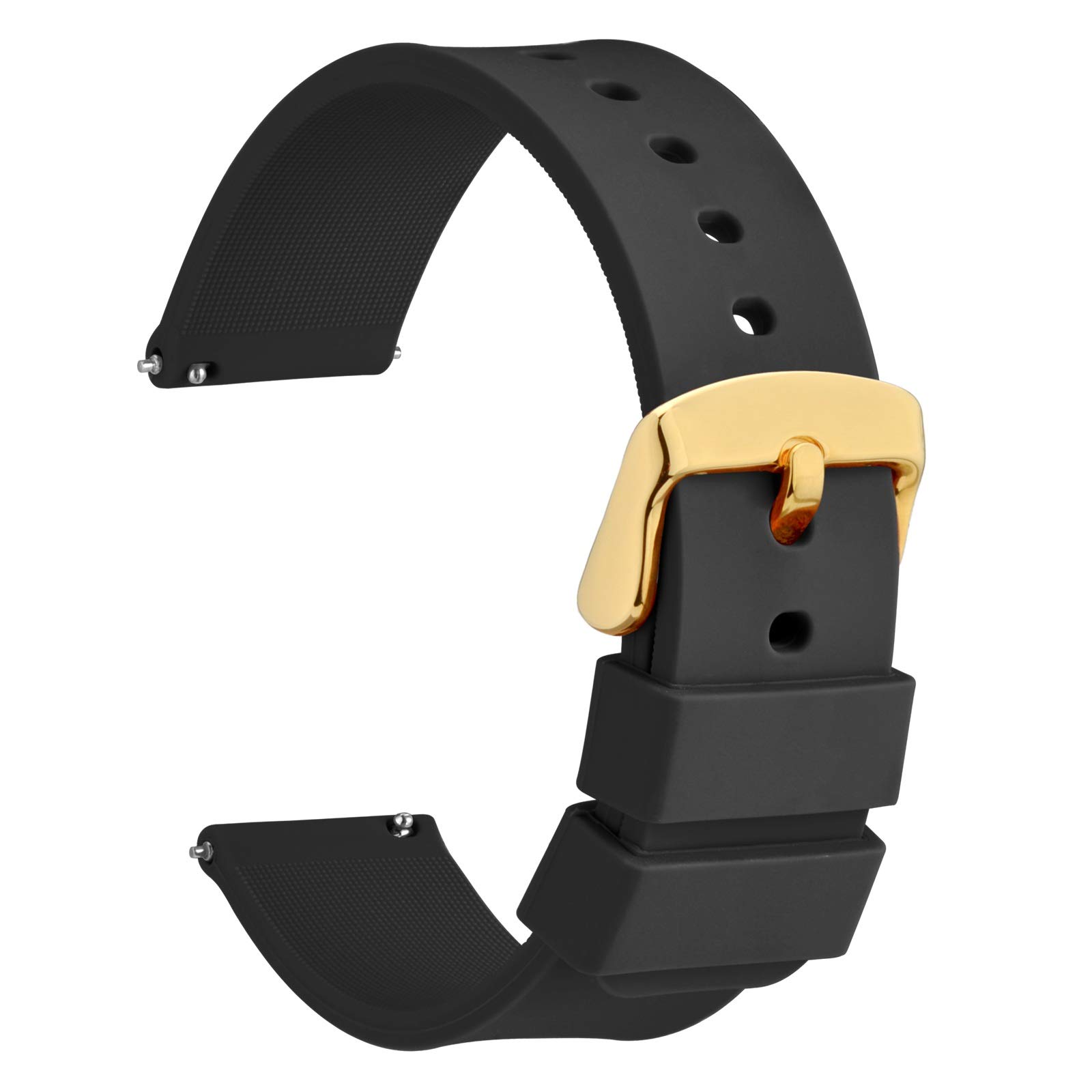WOCCI Silicone Watch Bands - Quick Release Soft Rubber Straps with Gold Buckle (14-24mm) for Apple Watch & Smartwatches