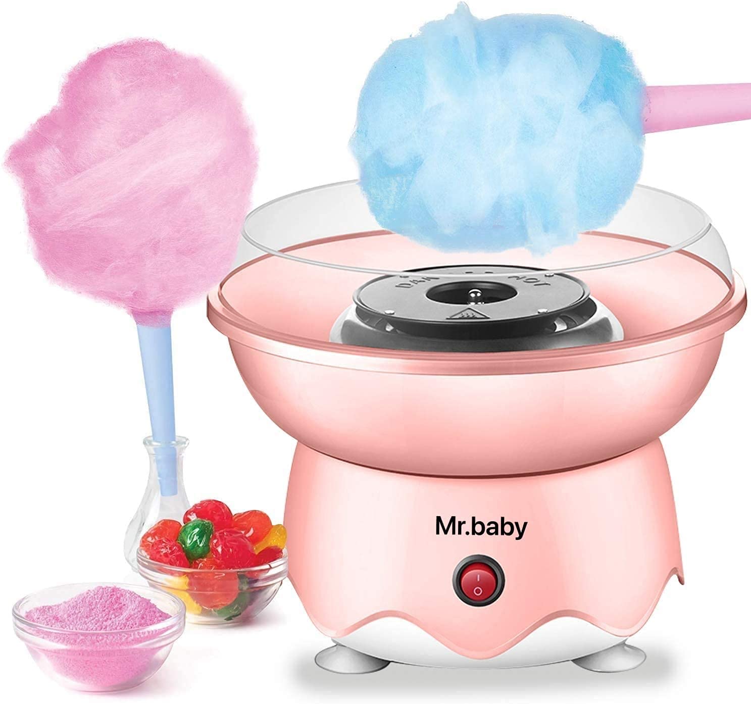 Logkern Cotton Candy Machine for Home Use - Pink Electric Candy Floss Maker with 10 Cones & Sugar Scoop - Perfect for Birthday Parties, Family Gatherings, Christmas Gifts & Carnival Events