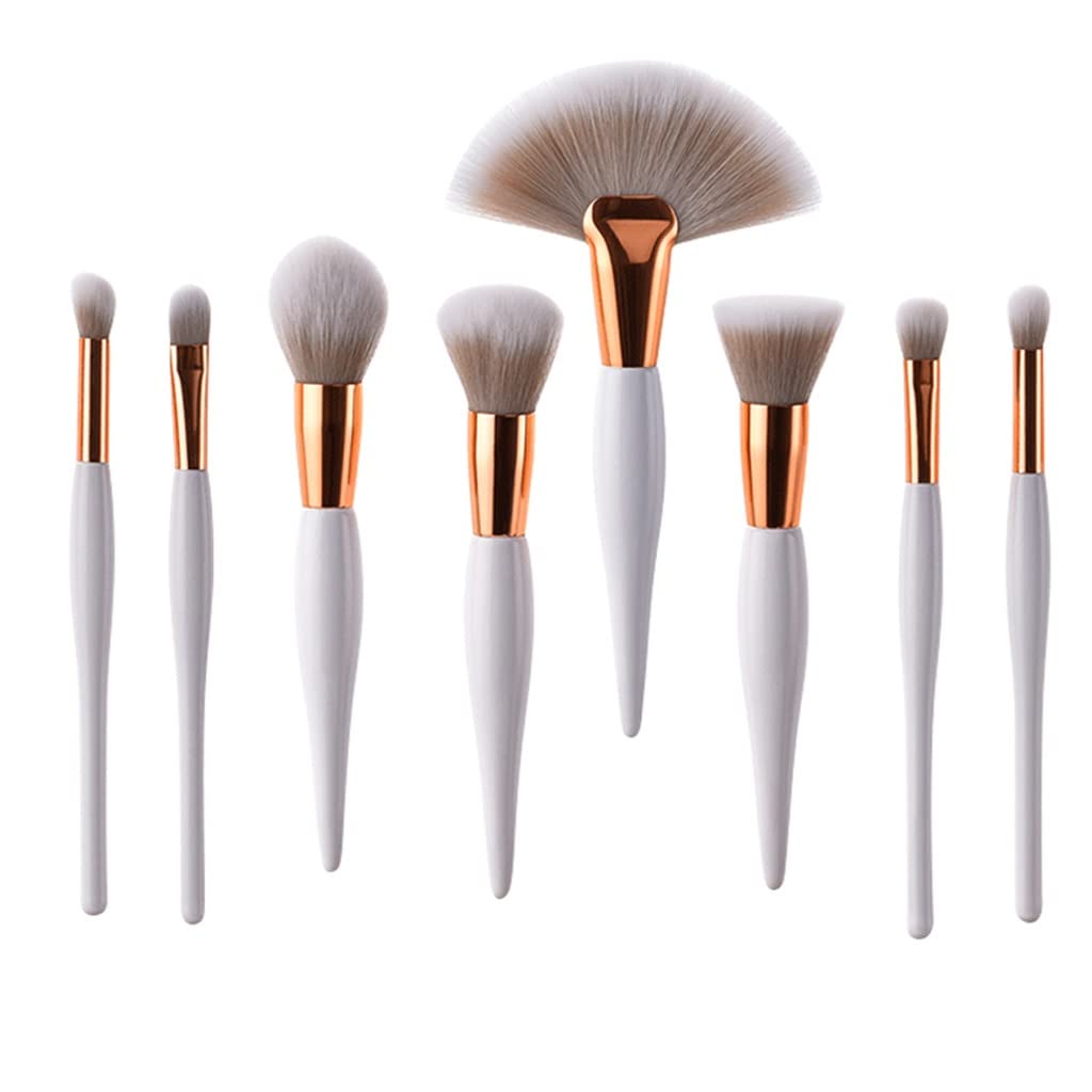 8-Piece Professional Makeup Brush Set - Rose Gold Aluminum Tube for Powder, Blush, Foundation & Eyeshadow | Perfect for Travel & Everyday Makeup (Color: A)