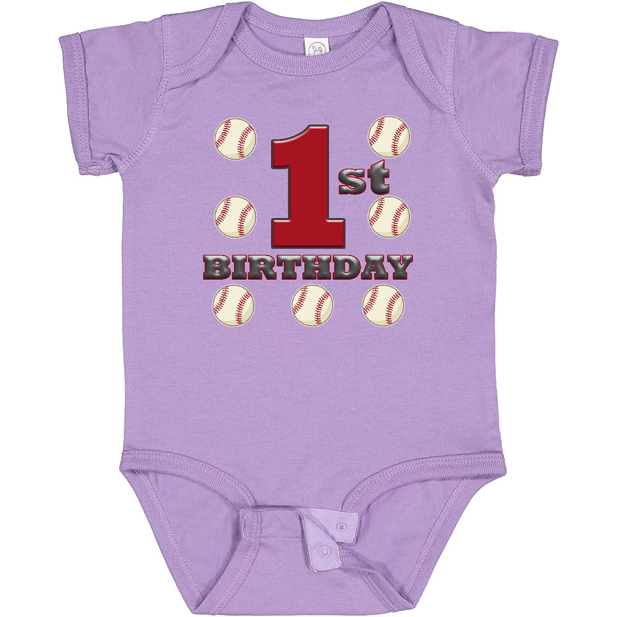 Inktastic First Birthday Baseball Baby Bodysuit - Cute Baseball Themed Onesie for Baby Boy's 1st Birthday Party, Baby Shower Gift, Photo Shoot Outfit