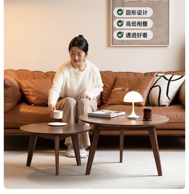 Solid Walnut Round Coffee Table - Natural Wood Dining Table for Living Room, Office, or Lounge - Stylish and Durable Home Decor