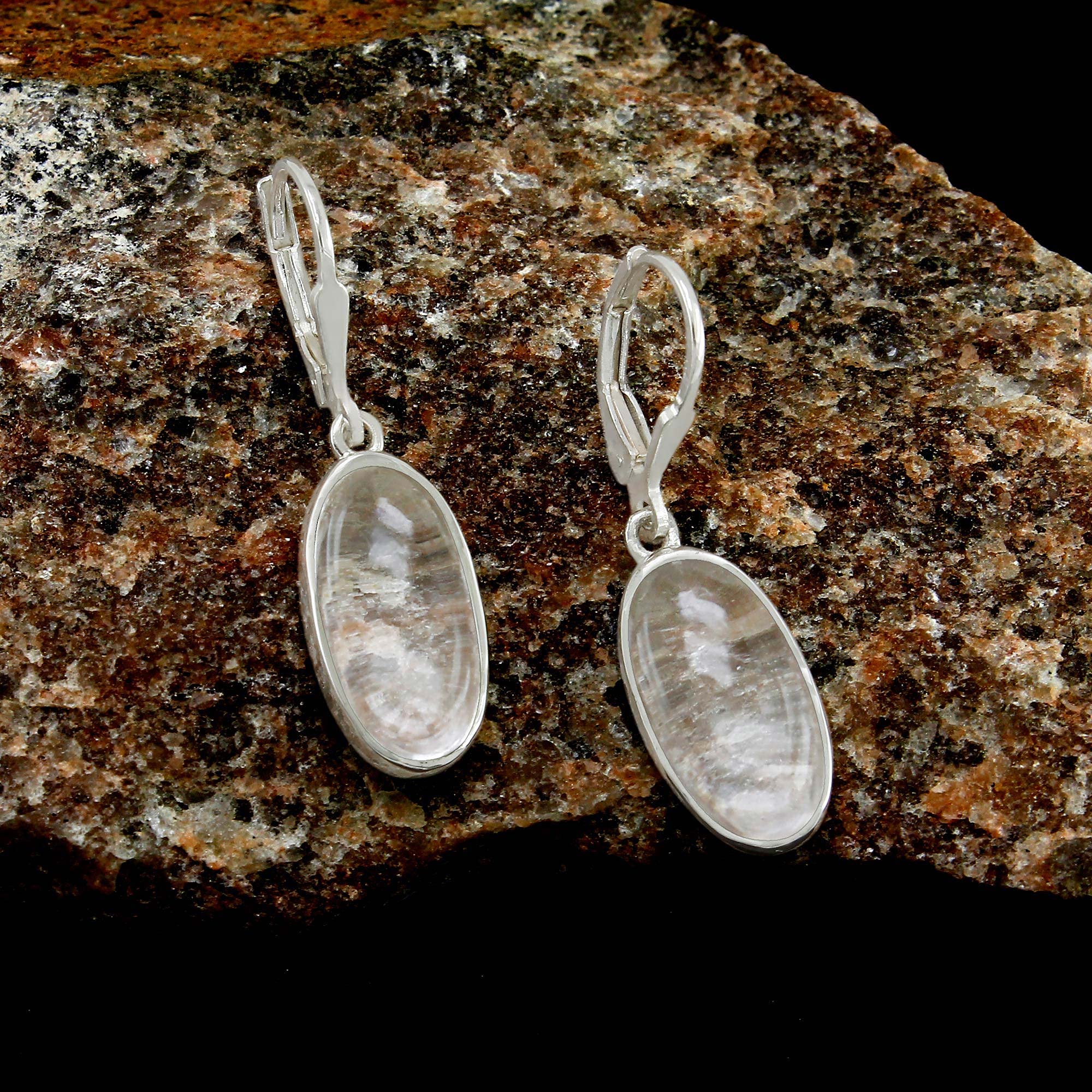 TISHAVI Natural Oval Gemstone Dangle Drop Earrings - 925 Sterling Silver Birthstone Jewelry for Women - Handmade Leverback Earrings for Mom, Wife, Sister - Perfect for Weddings, Anniversaries & Special Occasions