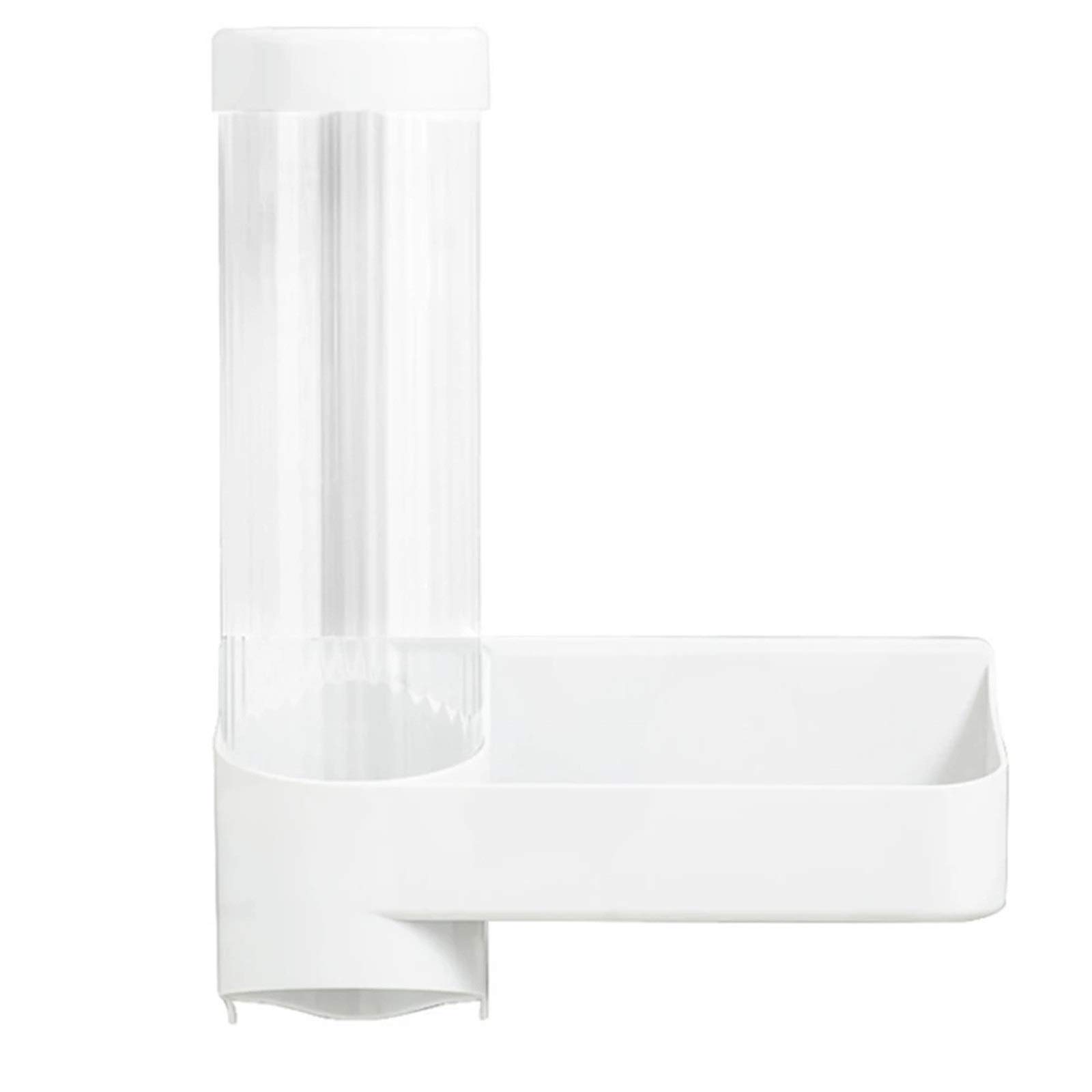 Automatic Wall Mounted Cup Dispenser for Water Cooler - Disposable Paper Cup Holder with Lid Storage Rack - White One Size - Perfect for Office, Kitchen, Restaurant & Break Room Use
