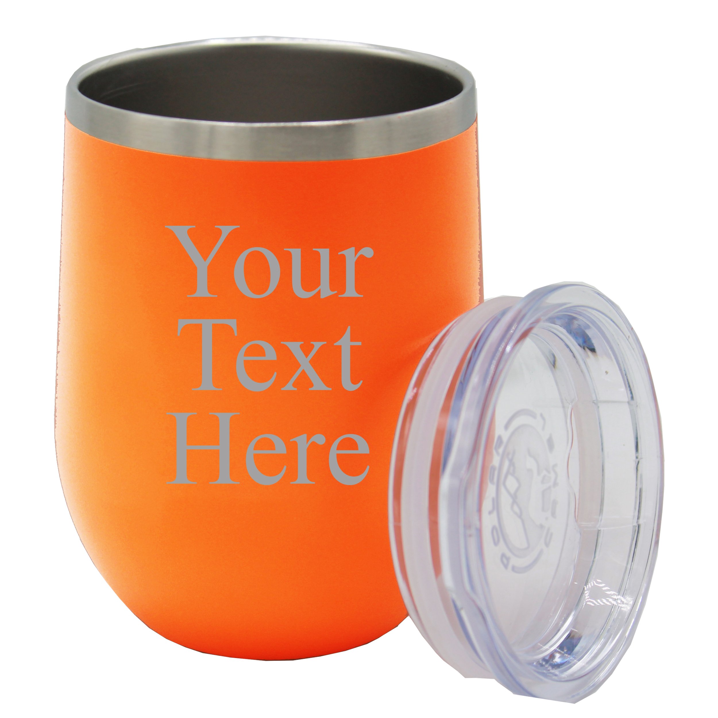 Personalized Insulated Wine Tumbler with Custom Monogram - Stemless Wine Cup for Gifts - Engraved Text Option (Orange) - Perfect for Weddings, Anniversaries & Outdoor Parties