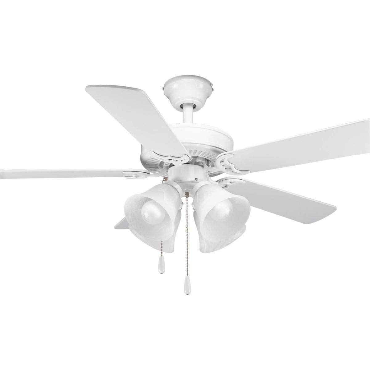 Progress Lighting P2500-30 AirPro 42-Inch White Ceiling Fan with Remote Control - Energy Efficient Indoor Cooling for Living Room, Bedroom & Office