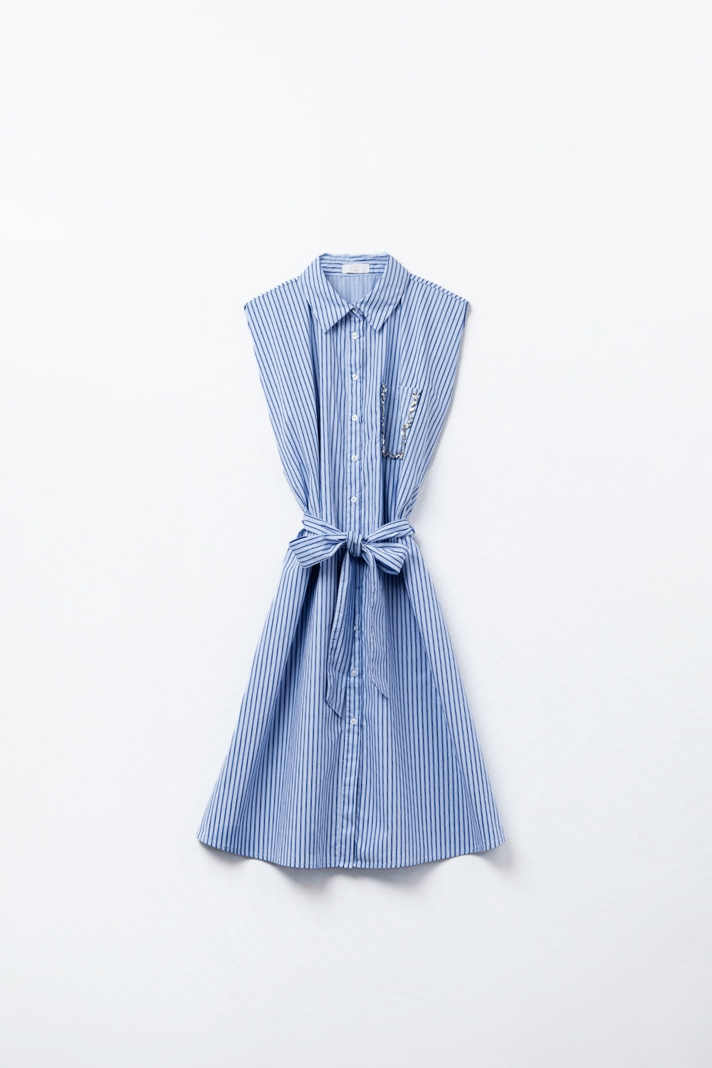 Elegant Sleeveless Robe with Belt and Embroidered Pocket - Perfect for Loungewear, Summer Dresses & Home Comfort