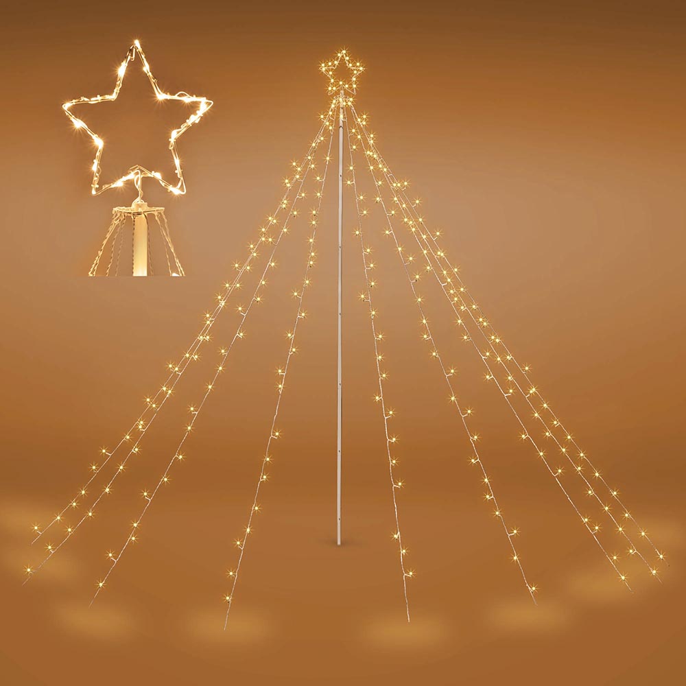 TheLAShop 9-String Christmas Tree Lights with Pole & Star - Perfect for Indoor Holiday Decorations, Xmas Tree Lighting, and Festive Home Decor