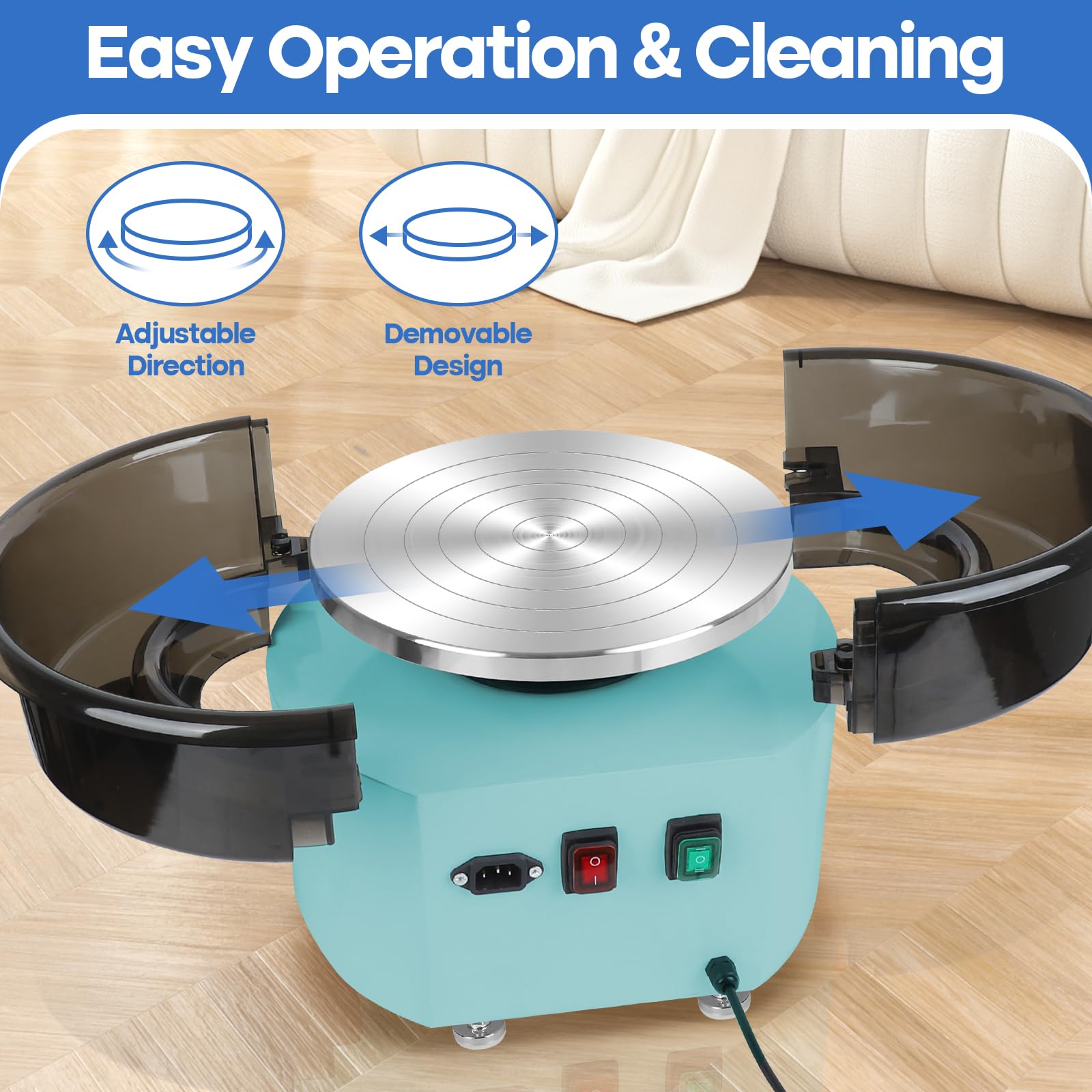 MZOKUU 11 Inch Electric Pottery Wheel for Adults - Ceramic Forming Machine with Foot Pedal, Sculpting Tools Kit, Direct Drive Motor & Dual Rotation - Perfect for Clay Art, Ceramic Making & DIY Craft Projects (Blue) - Great Gift for Artists & Hobbyists