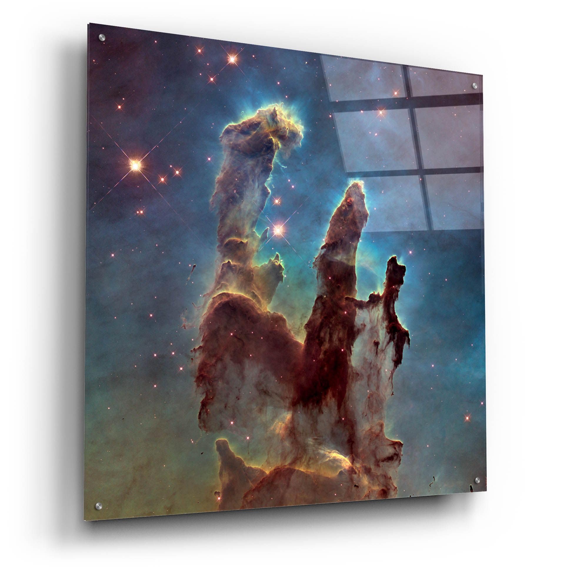 Stunning 'Eagle Nebula' Acrylic Glass Wall Art - 36x36 Inches Space-Themed Home Decor for Living Room, Bedroom & Office