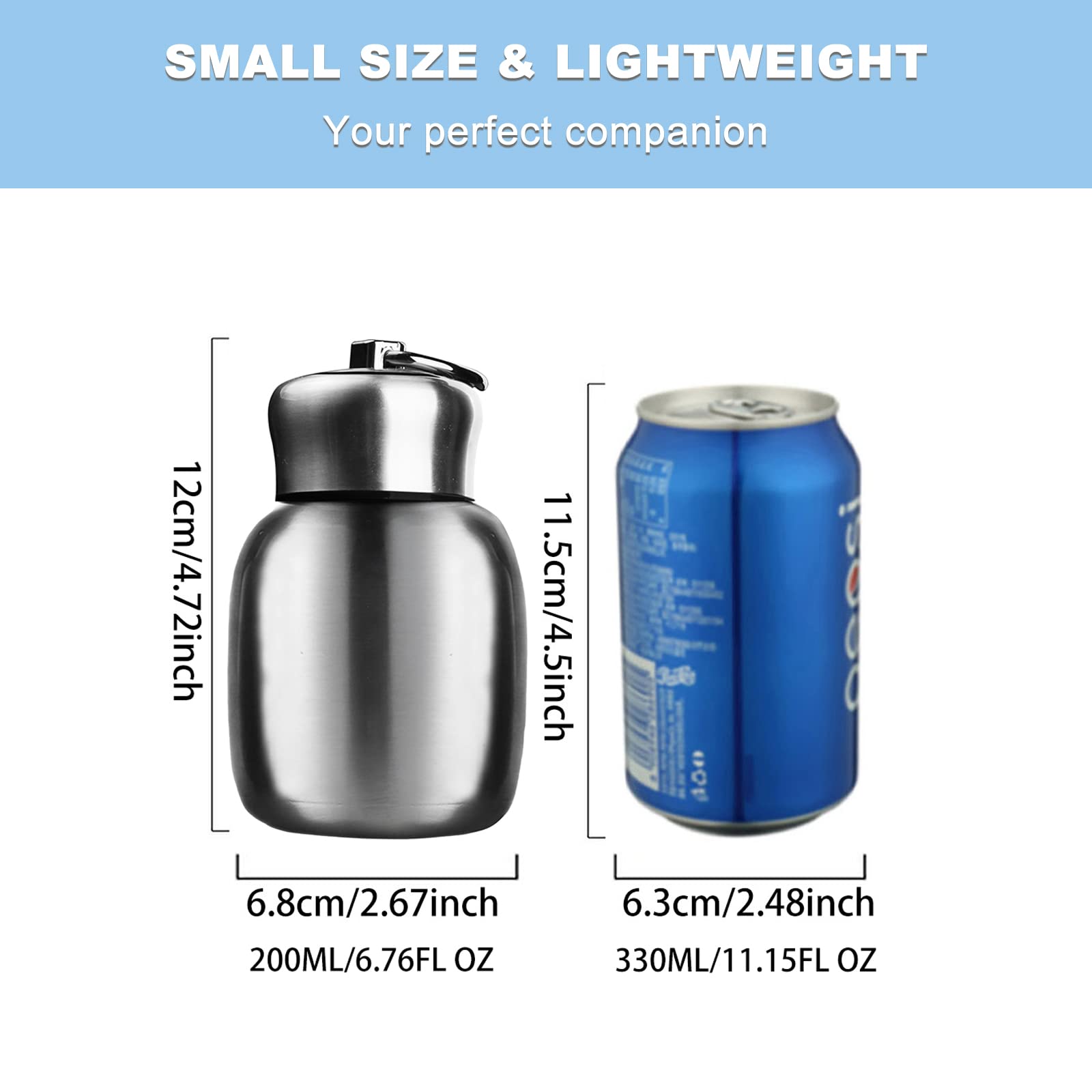 Gets Mini 7 oz Stainless Steel Water Bottle - Portable Vacuum Insulated Sports Tumbler for Hot & Cold Drinks, Leak Proof Design - Perfect for Gym, Hiking, Travel & Outdoor Activities