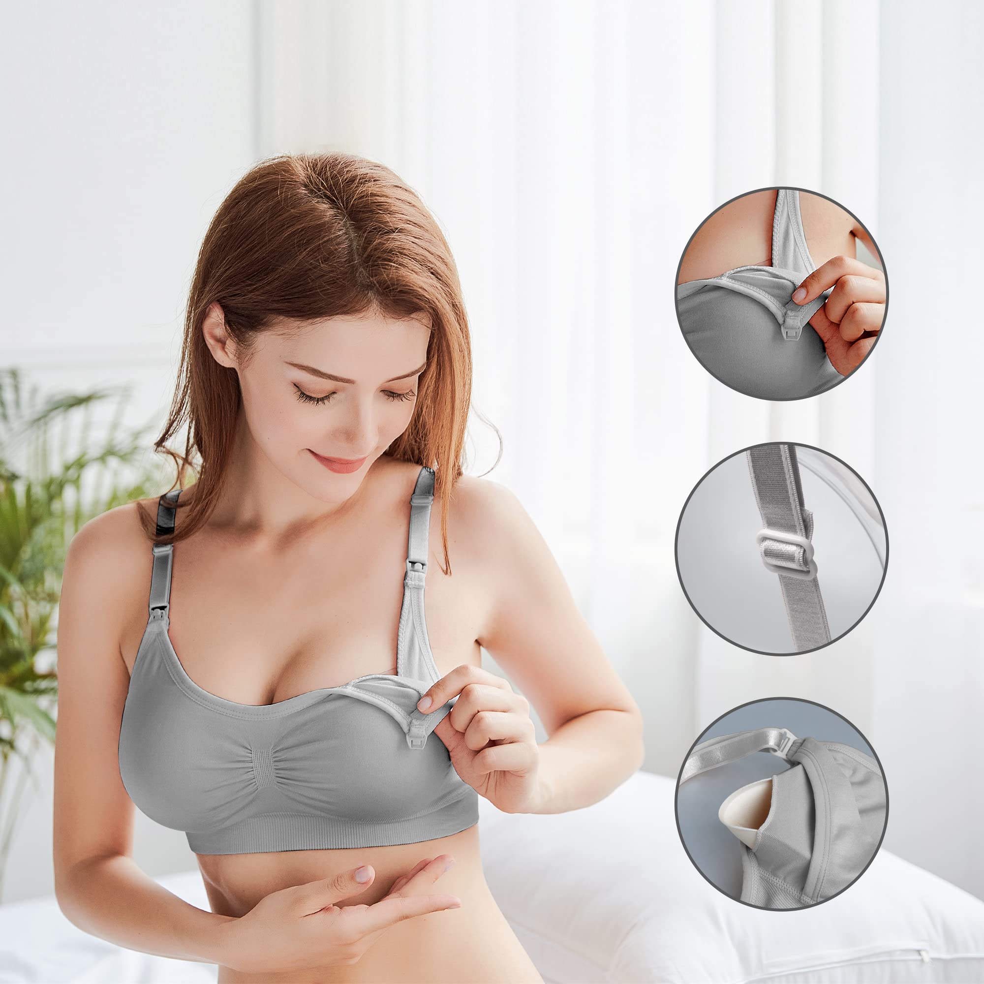 Comfortable Maternity Nursing Bra - Seamless Breastfeeding Bras for Women, 3 Pack (Sizes S-XXL) - Perfect for Pregnancy, Postpartum & Nursing Moms
