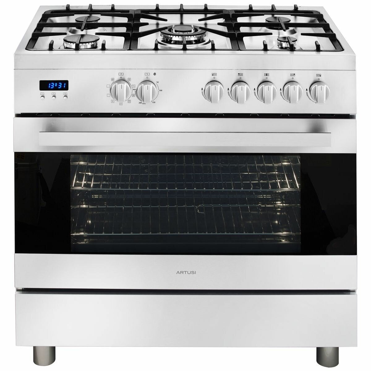 Artusi 90cm Freestanding Dual Fuel Oven & Stove CAFG91X - Professional Gas & Electric Range for Home Cooking, Baking & Entertaining