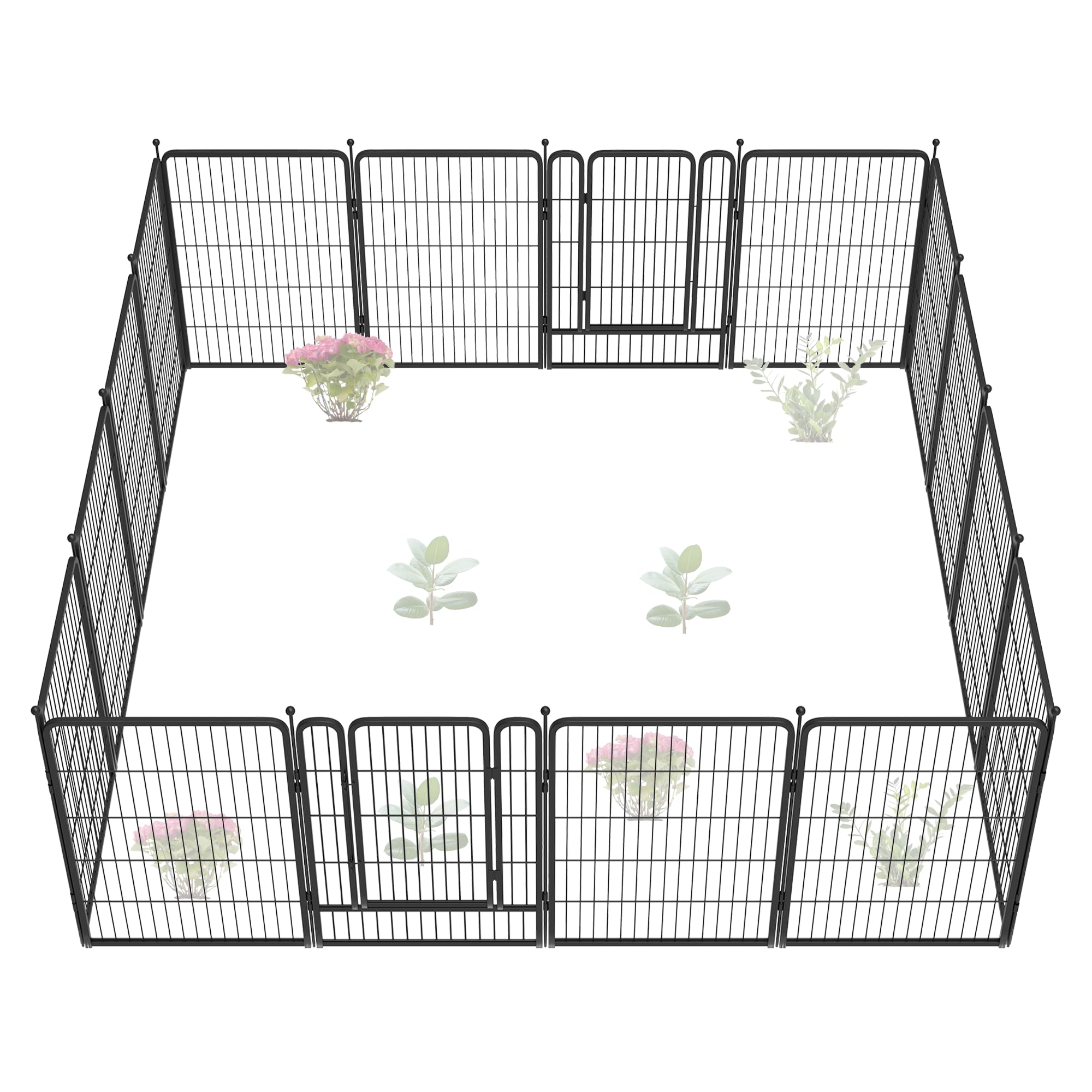 Heavy Duty Metal Garden Fence for Dogs & Rabbits - 40in Tall x 36ft Long Black Outdoor Animal Barrier with 16 Panels | Durable Yard Fence for Pet Containment & Garden Protection | Perfect for Backyard, Lawn, and Landscape Security