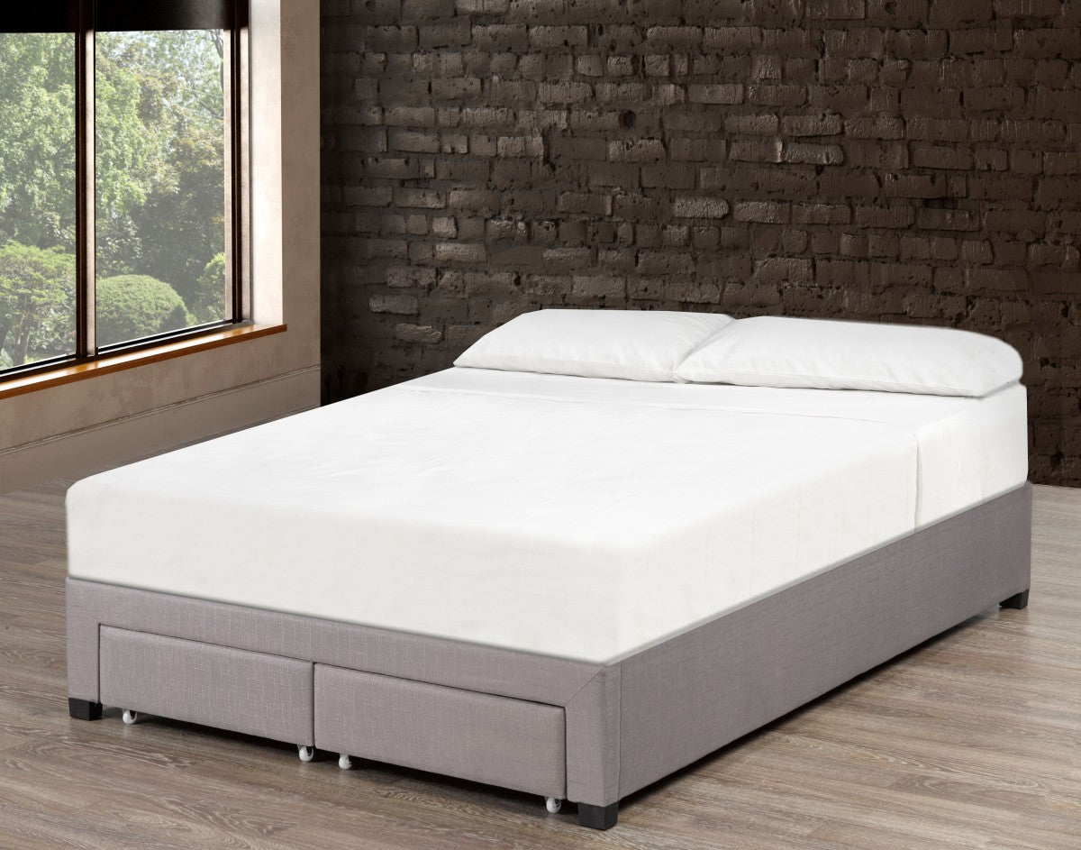 Bradley Full Platform Bed Frame with Solid Wood Slats - Grey - Sturdy Support for Mattress - Perfect for Modern Bedrooms & Guest Rooms