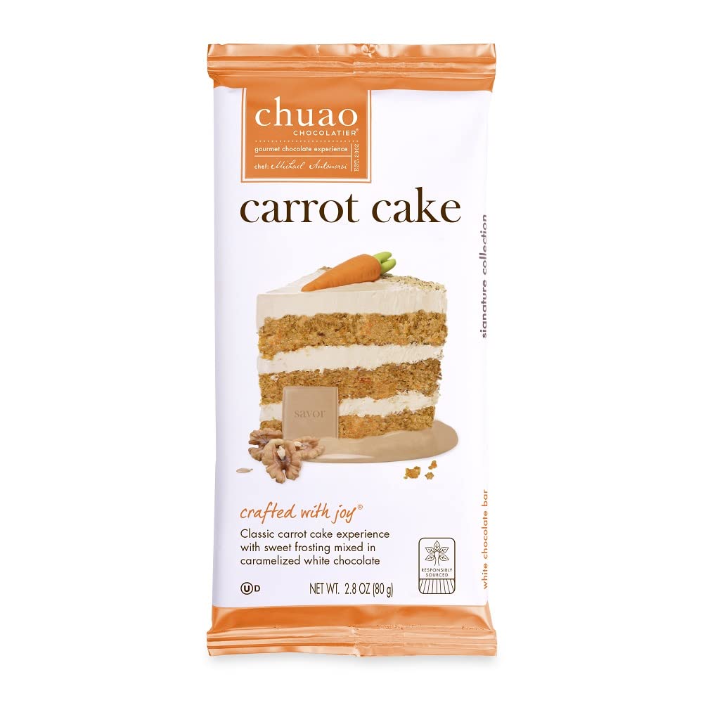 Chuao Chocolatier Carrot Cake White Chocolate Bars - Gourmet Artisan European Chocolate with Caramel, No Preservatives | 12 Pack | Perfect for Easter Baskets, Christmas Gifts, Valentine's Day, Birthdays & Care Packages | Delicious Gift for Women & Men, Chocolate Lovers & Special Occasions