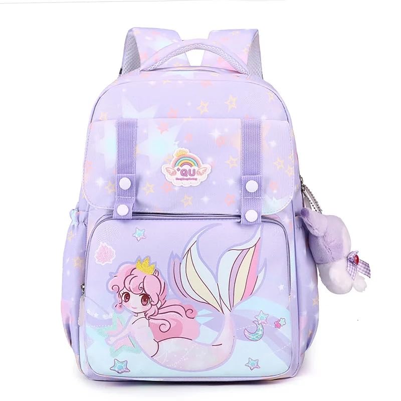 ADSON Cute Kawaii Mermaid Backpack for Girls & Boys - 16 Inch Waterproof School Bag, Travel Daypack, Bookbag for Kids & Teens - Perfect for School, Travel & Daily Use (Mermaid Multi Color)
