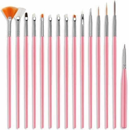 Premium 15-Piece Pink Nail Art Brush Set - Professional Acrylic Nail Design Painting Tools with Fine Tips for Gel Polish, Drawing & Detailing | Perfect for Salon, Home Manicures & DIY Nail Art