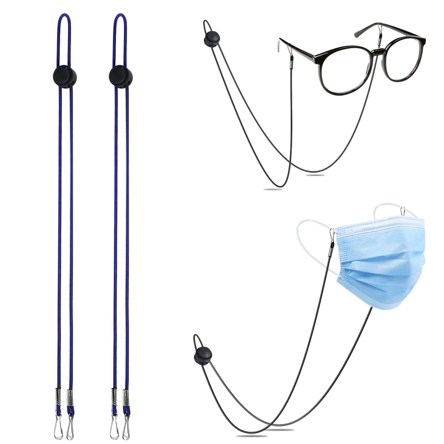 Adjustable Face Mask Lanyard 2PCS - Comfortable Neck Strap for Glasses & Masks - School & Work Use