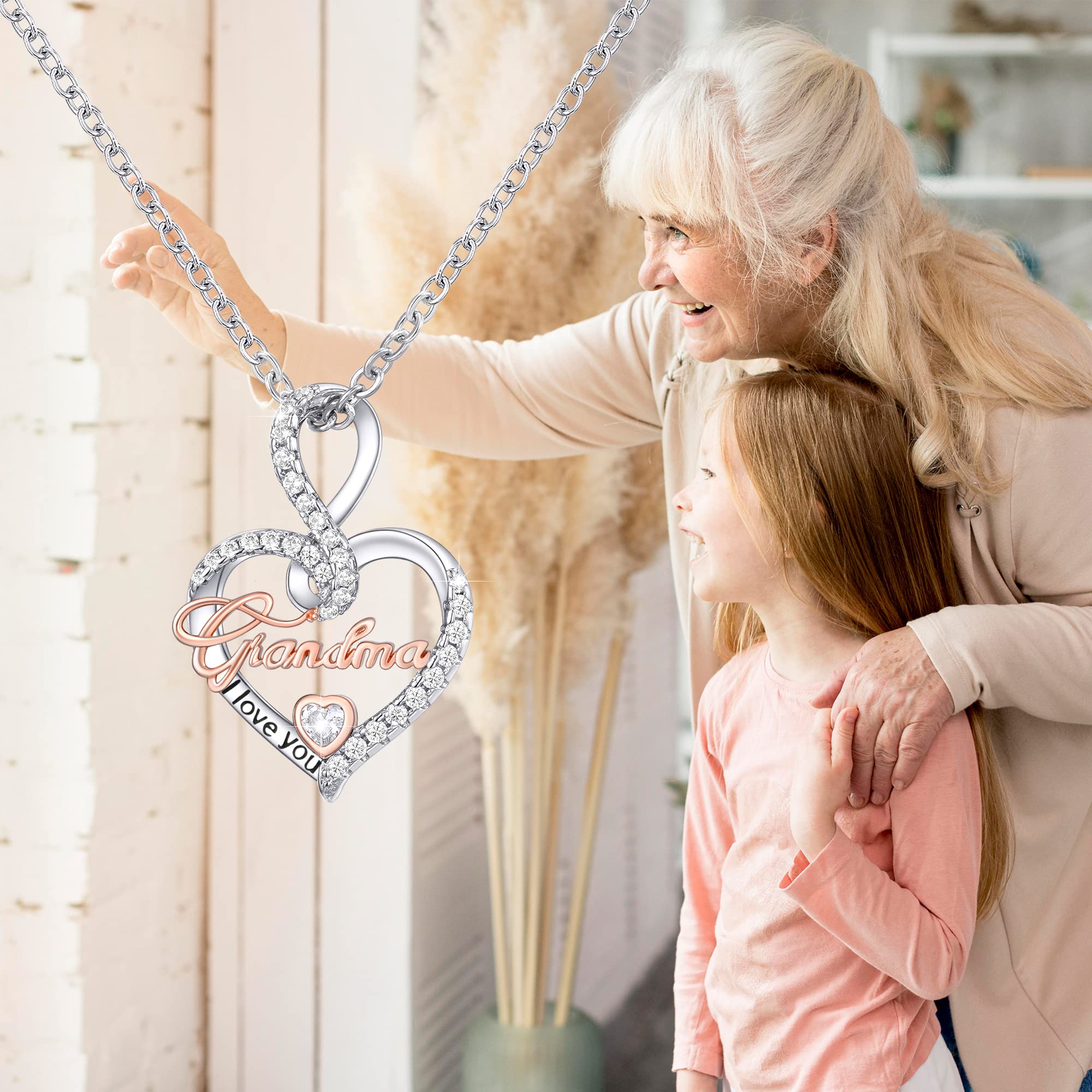 Infinity Love Heart Necklace for Women - Christmas, Birthday Gift for Grandma, Mom, Daughter | Elegant Jewelry for Special Occasions & Everyday Wear