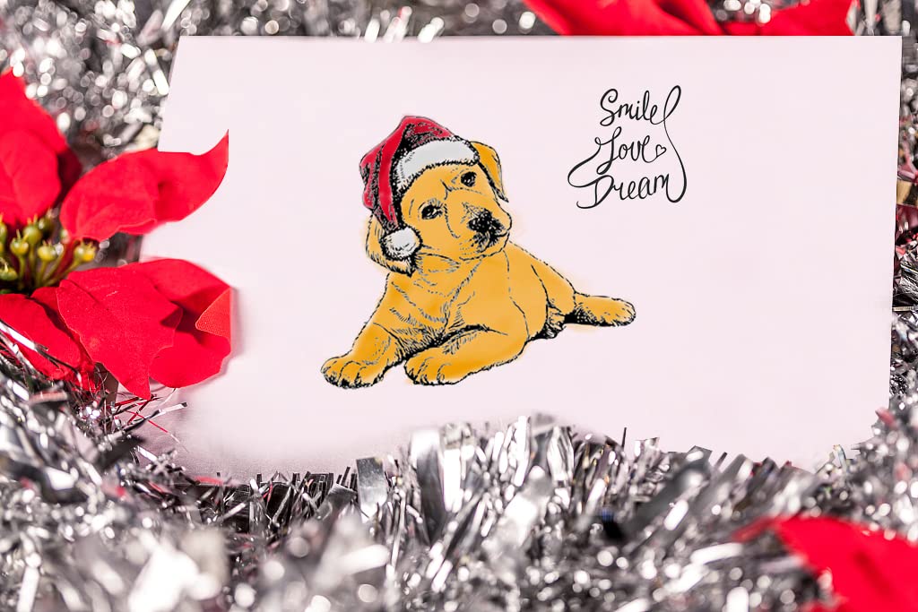 Cute Dog Puppy Clear Stamps and Dies Set for Card Making - Transparent Rubber Stamps with Sentiment Words & Animal Die Cuts for DIY Scrapbooking, Greeting Cards, Journaling and Paper Crafts