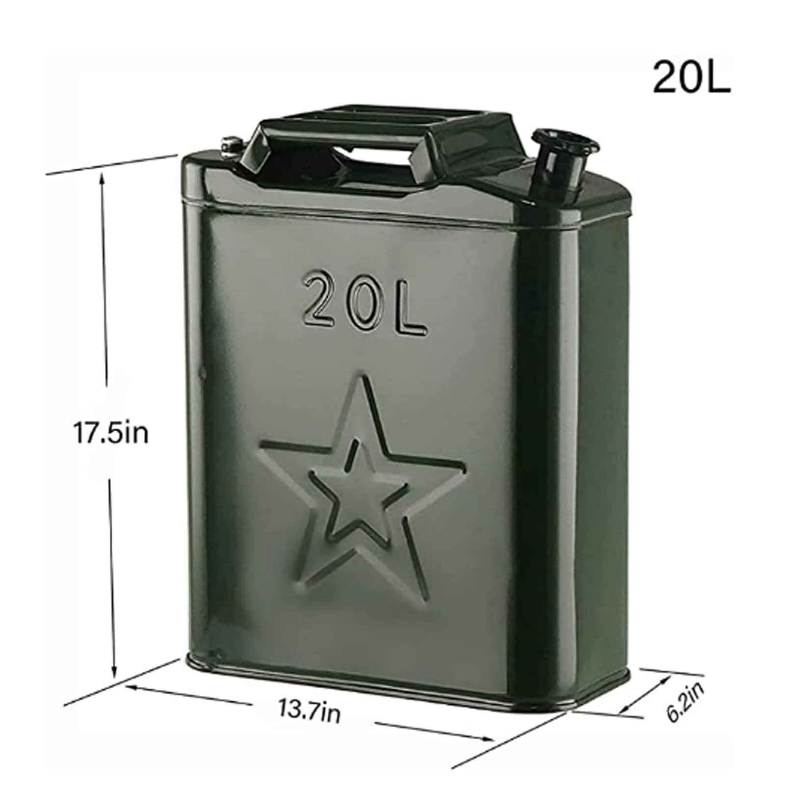 20L Metal Gasoline Can - Heavy Duty Fuel Storage Container for Cars, Trucks & Motorcycles - Portable Diesel & Oil Tank with Secure Lid - Ideal for Emergency Fuel Storage, Road Trips & Outdoor Adventures