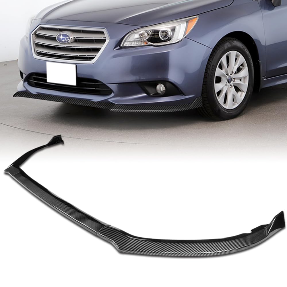 Q1-TECH 5-Piece Front Bumper Lip & Side Skirt Kit with Rocker Winglet & Canard Diffuser Wing for Subaru Legacy 2015-2017 | Carbon Fiber Style Front Bumper Lip Spoiler & Body Splitter | Car Styling & Performance Upgrade Accessories