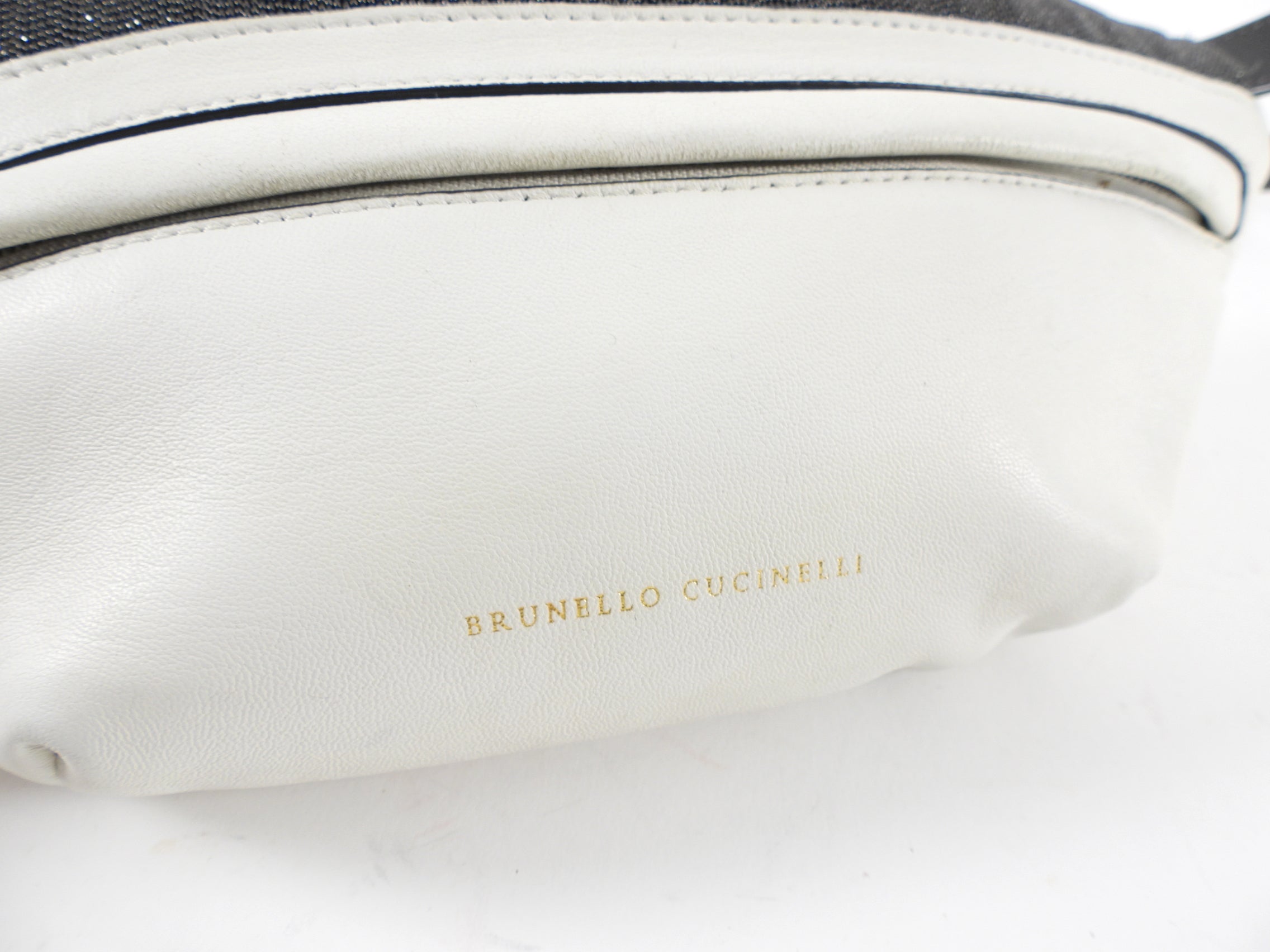 Brunello Cucinelli Genuine Leather Belt Bag for Women - White Luxury Waist Pack with Gold-Tone Hardware - Perfect for Travel, Concerts & Everyday Use