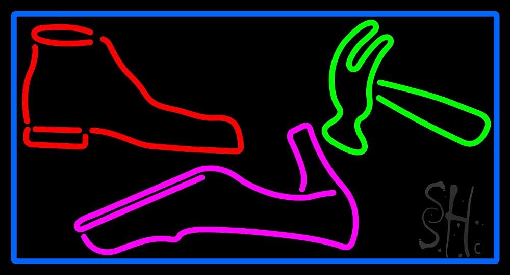Premium LED Neon Shoe Repair Heels Sign 20x37 Inches - Black Acrylic Backing with Dimmer, Bright Indoor Store Décor for Shoe Stores, Boutiques & Retail Shop Fronts - Perfect for Window Displays & Vintage-Themed Interiors