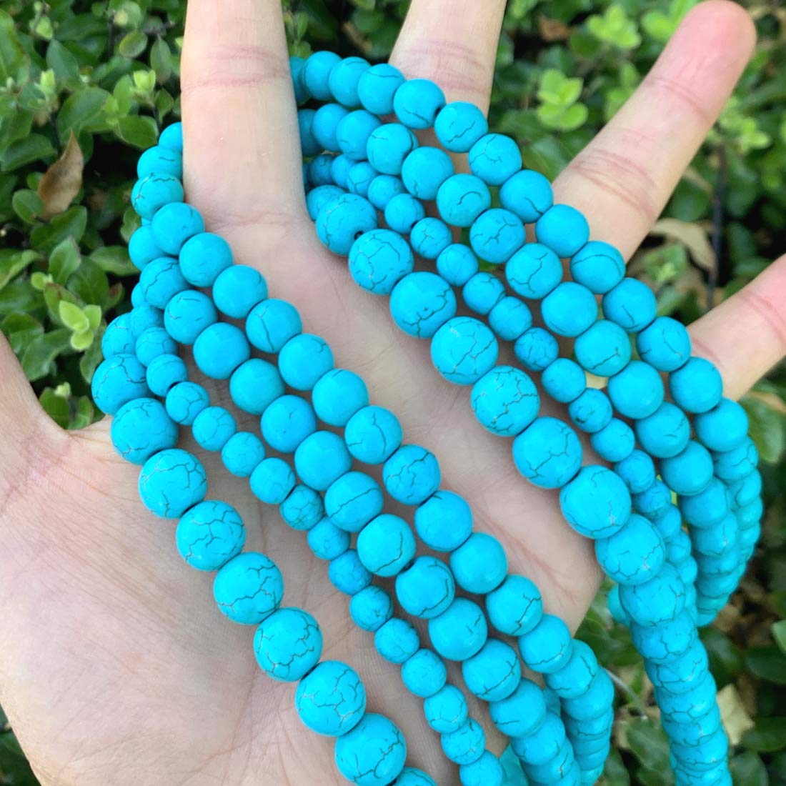 Adabele Natural Blue Magnesite Gemstone 8mm Round Loose Beads - Imitation Turquoise Spacer Beads (92-104pcs) for DIY Jewelry Making, Bracelets & Necklaces - Premium Craft Beads for Jewelry Design