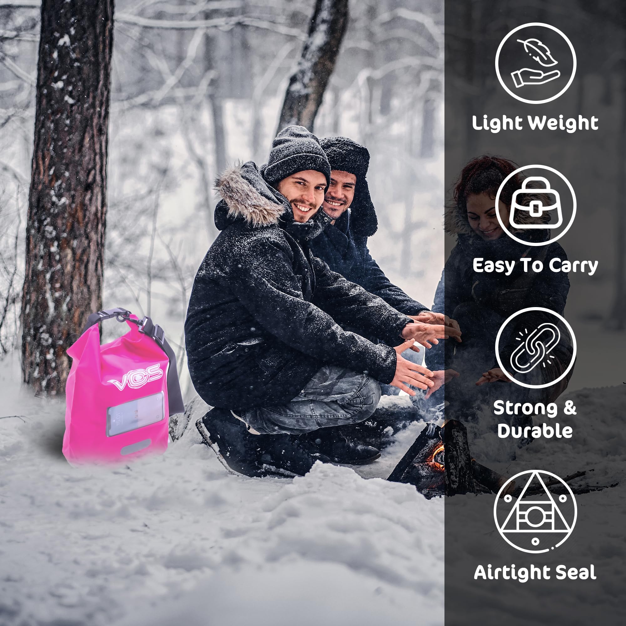 VOS Waterproof Premium Dry Bag - 5L Lightweight Dry Storage Backpack for Travel, Swimming, Boating, Kayaking, Camping & Beach | Waterproof Gear for Outdoor Adventures, Water Sports & Emergency Preparedness (Pink)