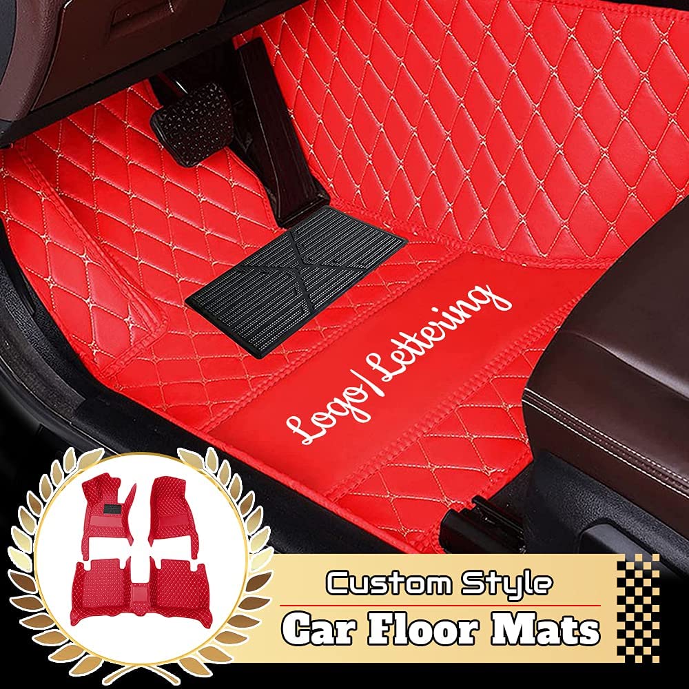 Custom Car Floor Mats for Camaro, Corvette & Monte Carlo - Premium Leather All-Weather Protection, Waterproof Full Coverage Auto Floor Liners (Red) - Perfect for Daily Driving, Road Trips & Car Shows