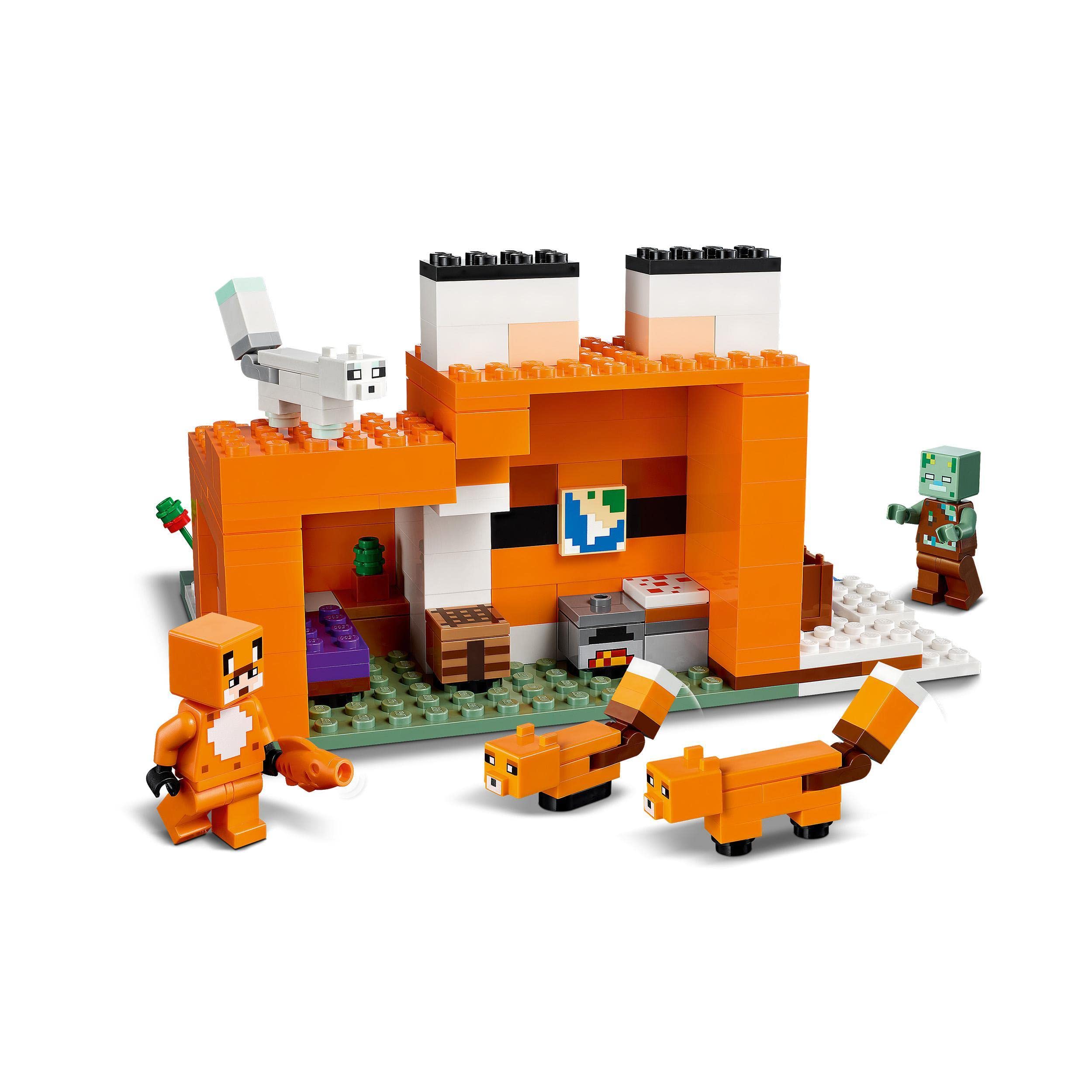 LEGO 21178 Minecraft The Fox Lodge Building Toy Set with Animal & Zombie Figures - Creative Construction Kit for Kids Ages 8+ | Perfect for Minecraft Fans, Birthday Gifts & Interactive Playtime