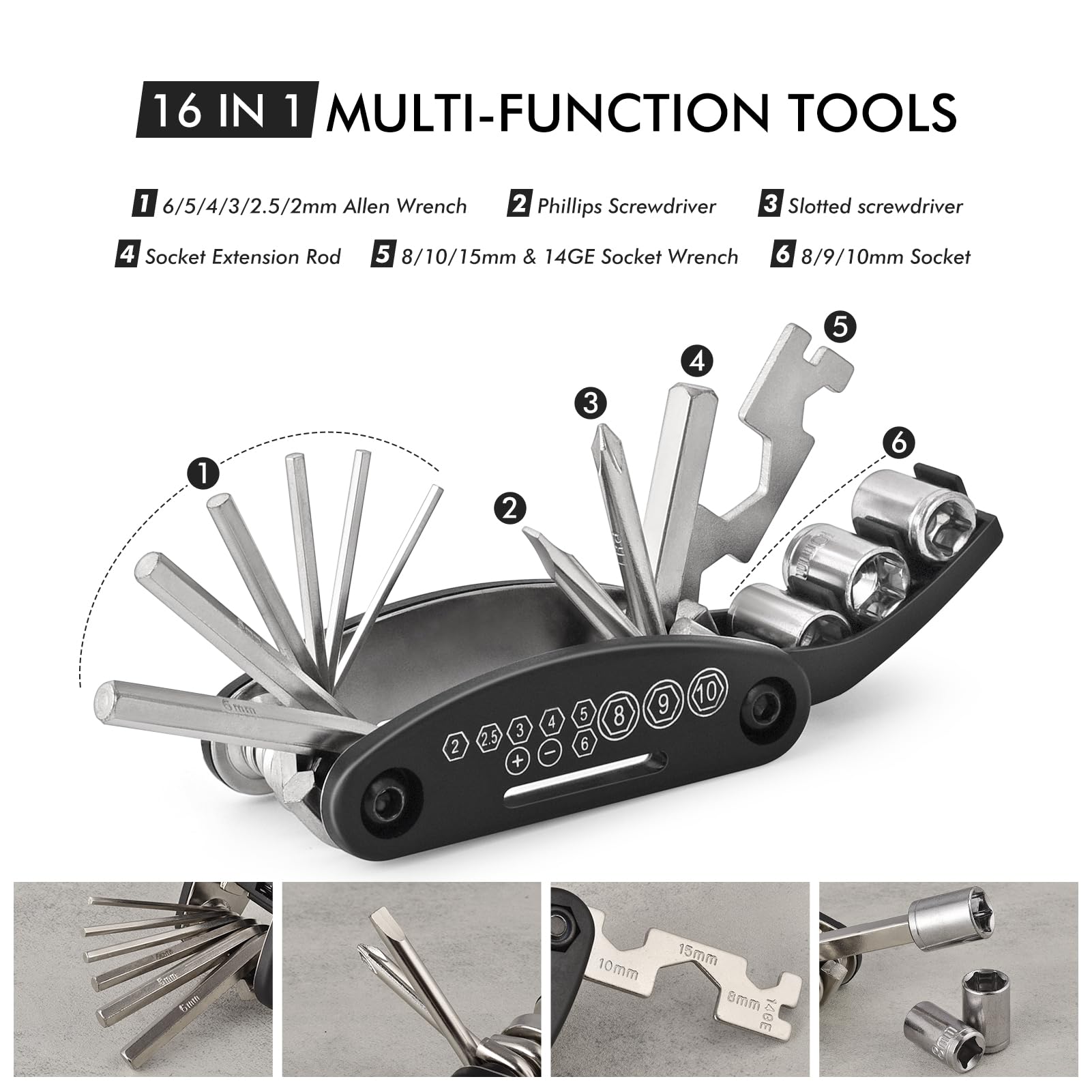 Premium Bike Tool Kit - Multitool & Tire Levers for Road & Mountain Bikes | Complete Tire Repair Kit for Cycling Races & Outdoor Adventures | Perfect for Emergency Repairs & Maintenance