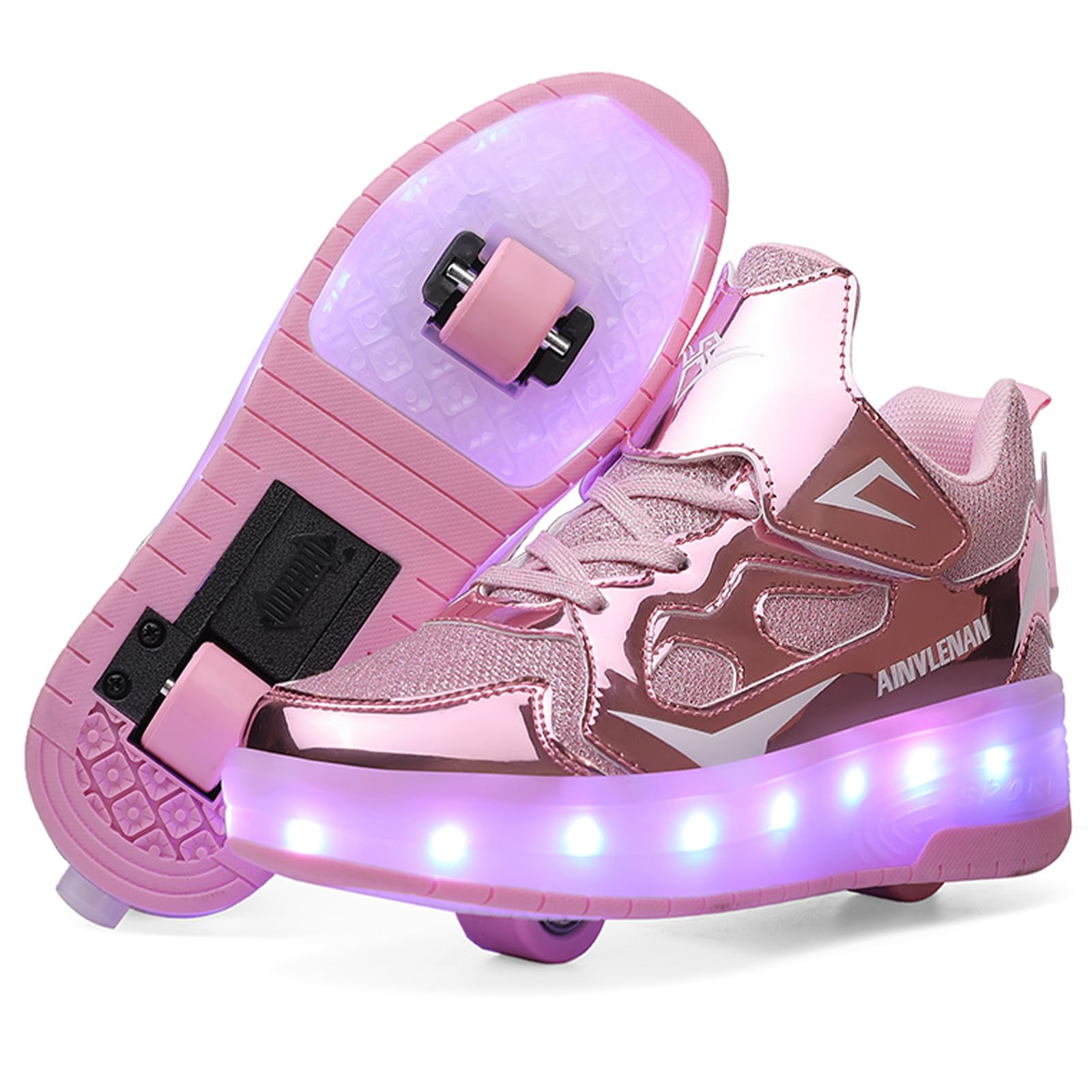 Kids LED Roller Skate Shoes with Double Wheels - Rechargeable Retractable Light Up Sneakers for Boys & Girls | Perfect for Christmas & Birthday Gifts | Indoor & Outdoor Play, Skate Parks, and Birthday Parties