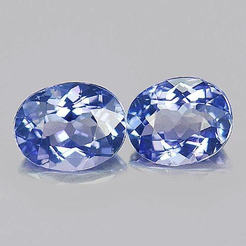 1.24tcw Natural Slightly Purplish Blue Tanzanite Gemstone - 6x5mm Oval Cut VS Loose Stones (Matched Pair) - Perfect for Jewelry Making, Engagement Rings & Collector's Specimens