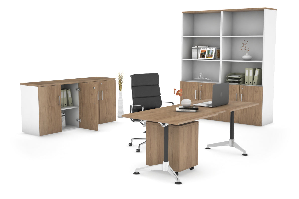 Premium Executive Office Desk Blackjack - 1800L x 800W with Cable Management Scallop - Modern Large Workstation for Home Office & Corporate Spaces