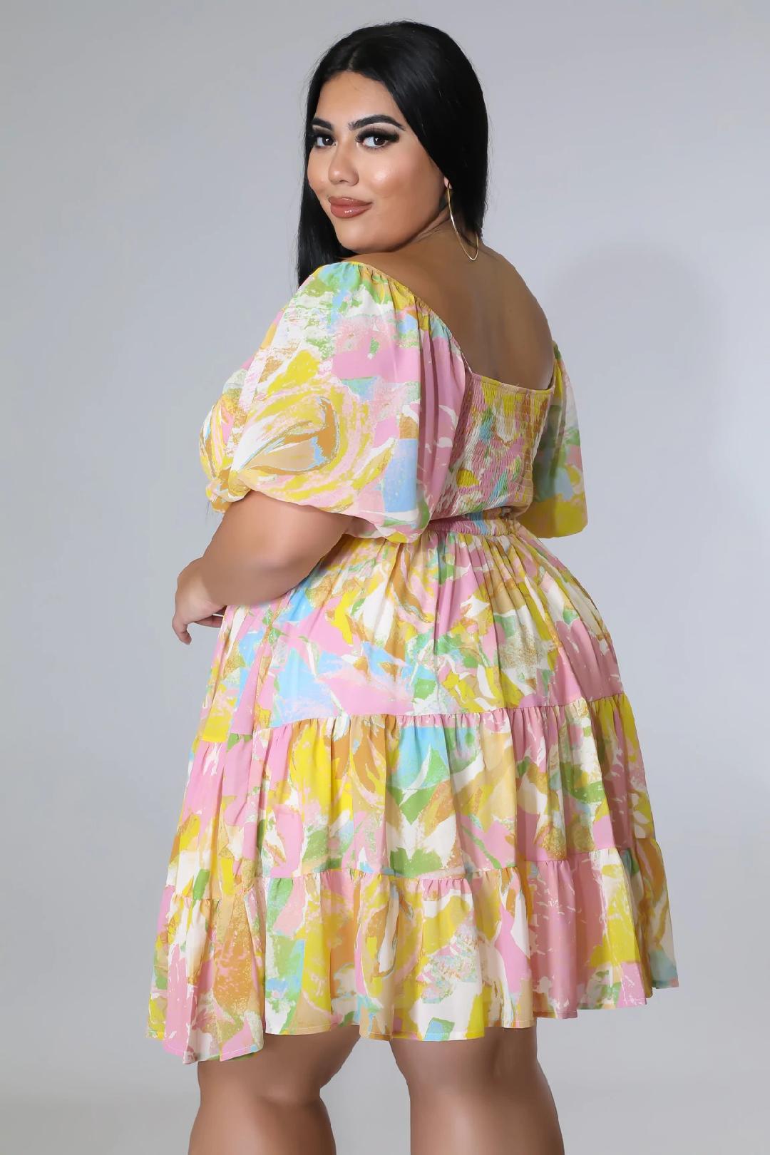 Spring Beauty Dress Curve - Flowy Floral Maxi Dress for Women, Elegant & Comfortable, Perfect for Weddings, Parties & Summer Outings