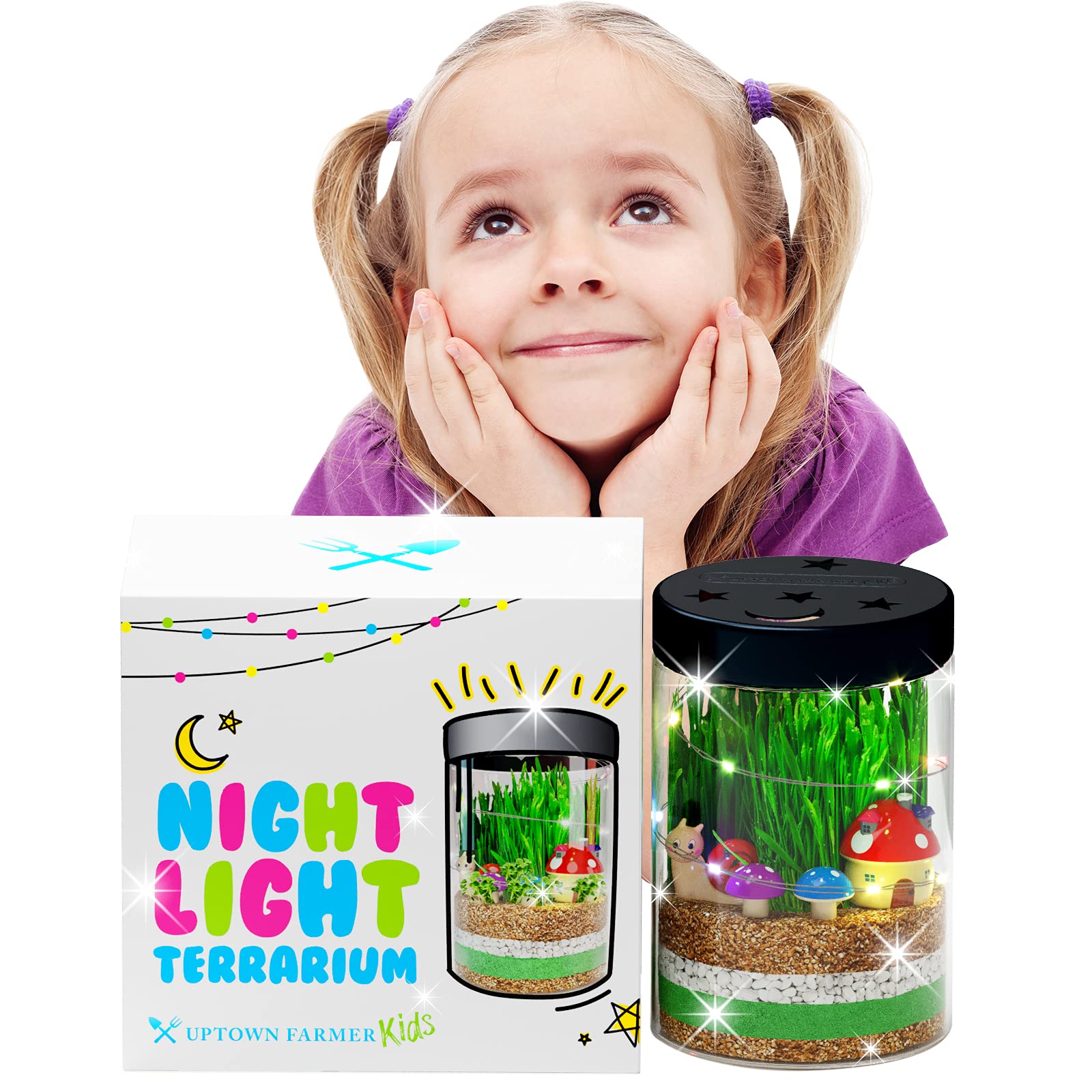 **Glow in the Dark Terrarium Kit for Kids – DIY Plant Growing Science Kit with LED Lights – Educational STEM Toys for Learning & Crafts – Indoor Gardening Gift for Boys & Girls (Perfect for Bedroom Decor & Science Projects)**
