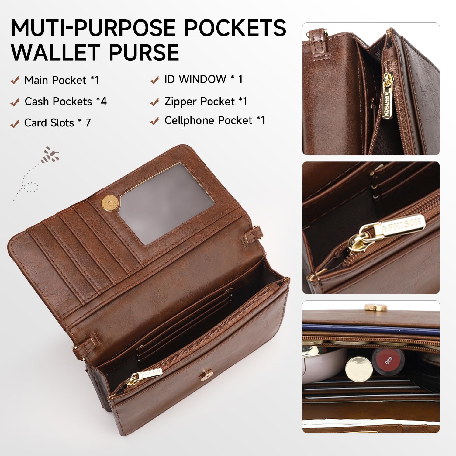 Women's Small Crossbody Bag with Phone Pocket & Credit Card Slots - Fashion Shoulder Purse Wallet for Daily Use, Travel & Shopping