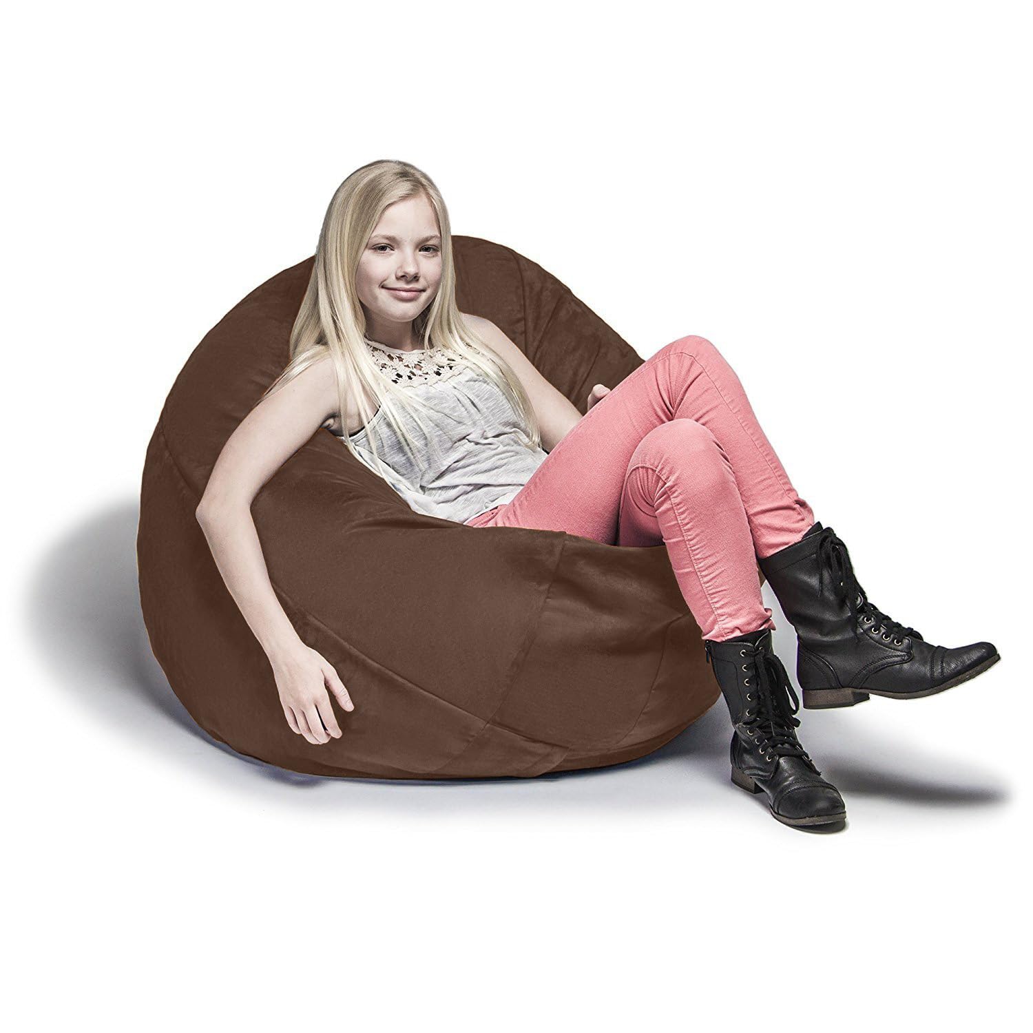 Jaxx Cocoon 4 Foot Oversized Bean Bag Chair - Super Soft Filled Memory Foam Beanbag Sofa for Adults & Kids - Chocolate Brown - Perfect for Lounging, Gaming & Movie Nights in Bedroom or Living Room
