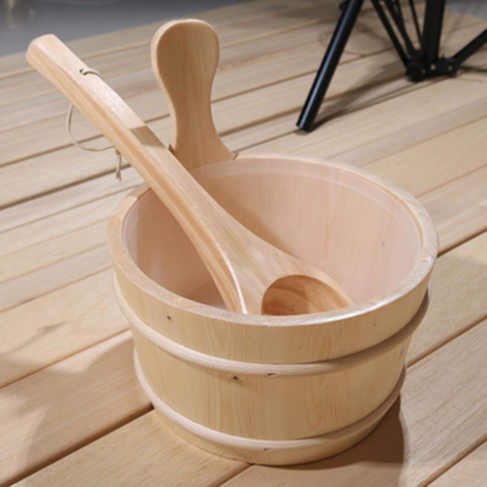 Premium Finland Pinewood Sauna Bucket & Ladle Set - Handcrafted Wooden Sauna Accessories for Steam Room, Spa & Turkish Bath - Perfect for Relaxation & Detox Therapy