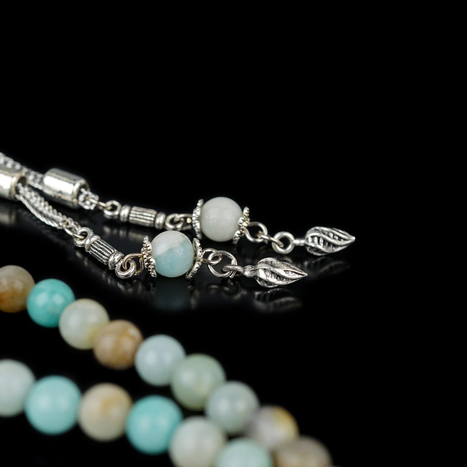 Premium Islamic Prayer Beads - 99 Natural Amazonite Stone Dhikr Misbaha Tasbih for Muslim Prayer, Meditation & Stress Relief | Perfect Gift for Eid, Ramadan & Spiritual Practices