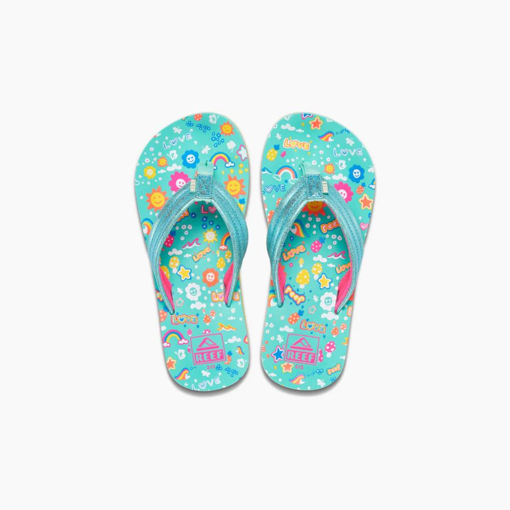 Reef Rainbow Love Kids Ahi Sandals - Waterproof & Comfortable Beach Shoes for Boys & Girls - Perfect for Swimming, Surfing, and Summer Outdoor Adventures