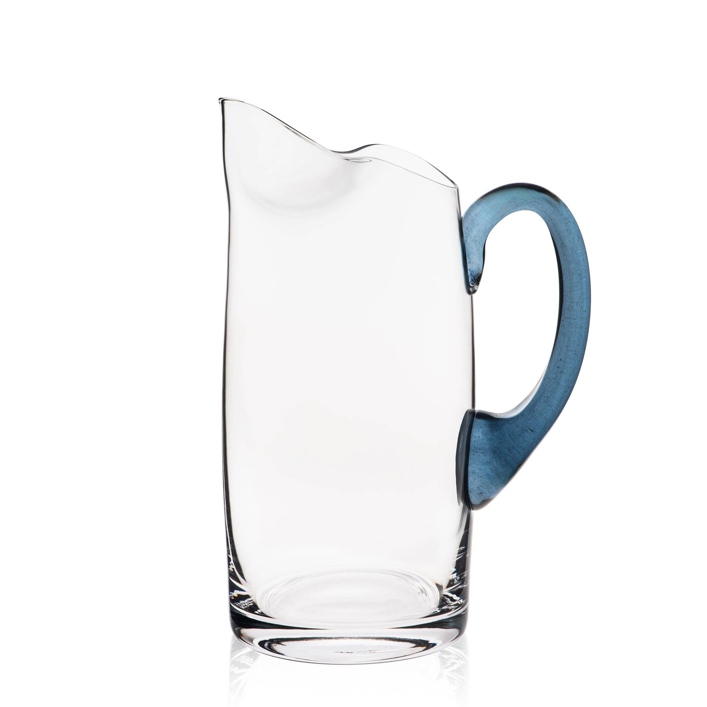Les Nuades Blue Handle Pitcher - Elegant Glass Water Pitcher for Iced Tea, Lemonade & Cocktails - Perfect for Parties, Dining & Home Decor