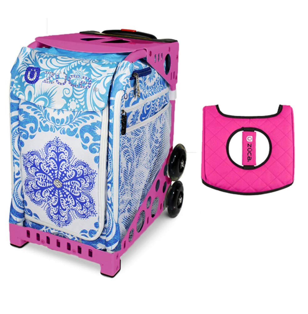 Zuca Sport Bag - Ice Garden Limited Edition with Black/Pink Seat Cover & Non-Flashing Wheels | Durable Gym Bag for Skating, Hockey & Travel | Perfect Gift for Athletes