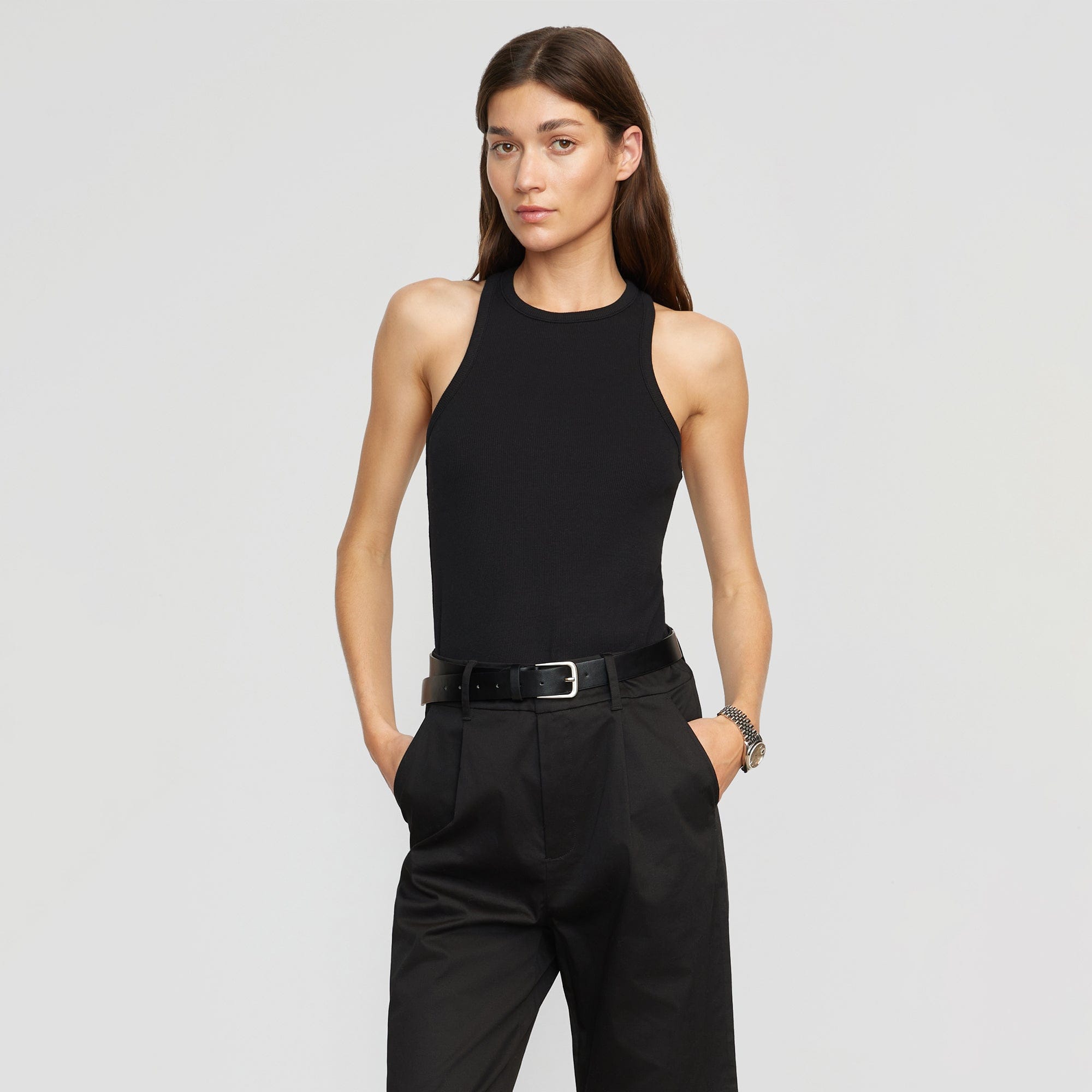 Tory Split Back Ribbed Tank Top for Women - Comfortable Stretchy Casual Wear - Perfect for Yoga, Gym, and Summer Outfits
