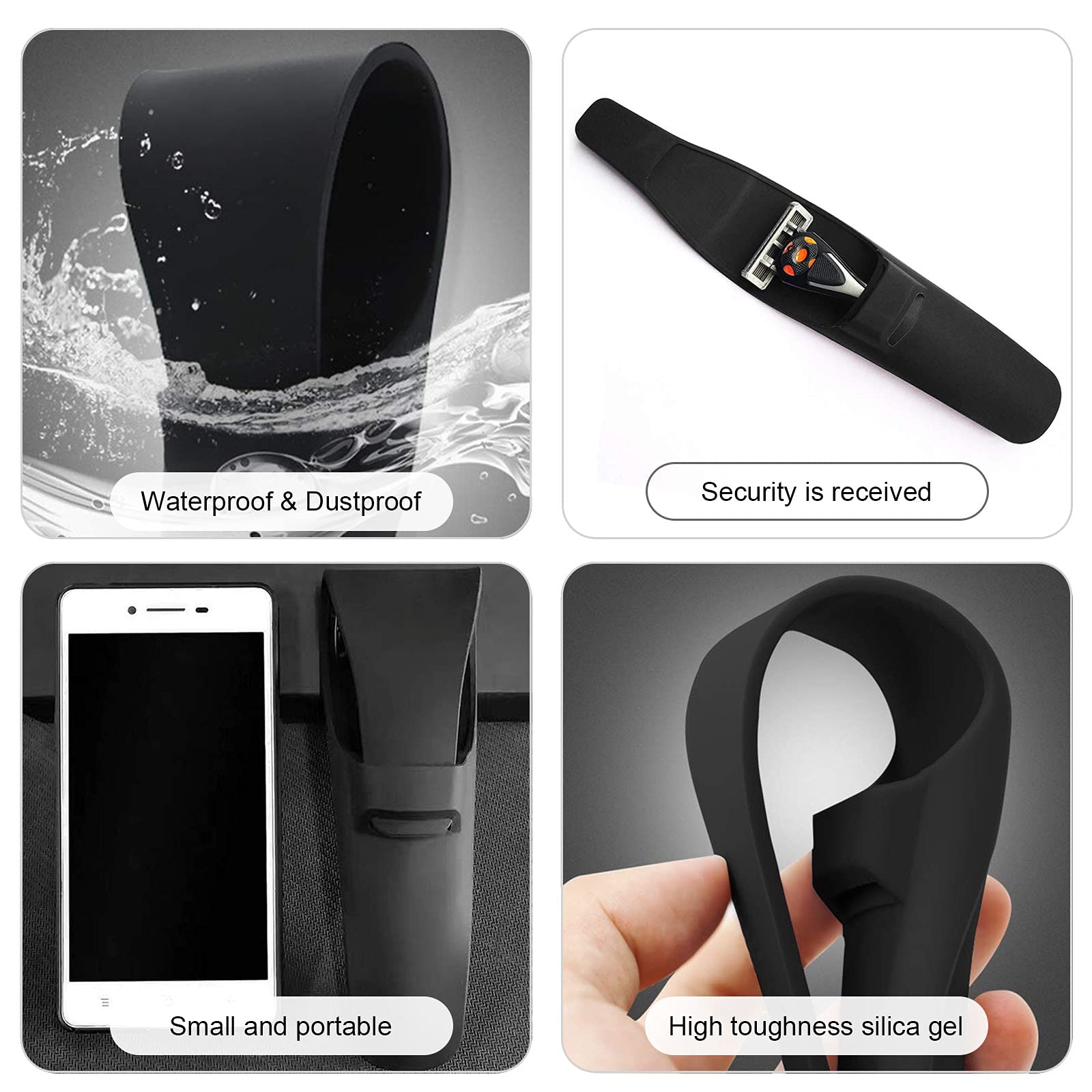 Waterproof Silicone Razor Travel Case - Soft Protective Cover for Most Manual Razors with 2 Cleaning Brushes (2 Pack) | Portable Shaving Kit for Gym, Travel & Home Storage